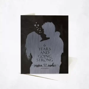 Iron Couple Silhouette 6th Anniversary Card Gift for Couple C-1861