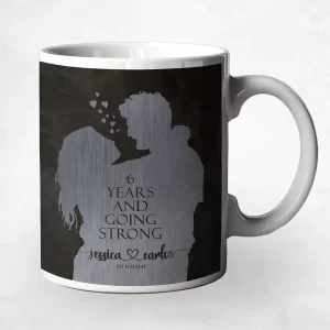 Iron Couple Silhouette 6th Anniversary Coffee Mug Gift for Couple M-1861