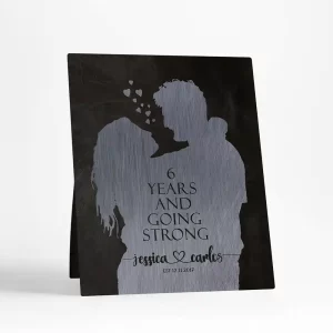 Iron Couple Silhouette 6th Anniversary Desktop Plaque Gift for Couple D-1861