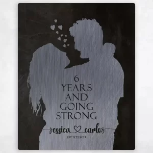 Iron Couple Silhouette 6th Anniversary Wall Plaque Gift for Couple LTC-1861