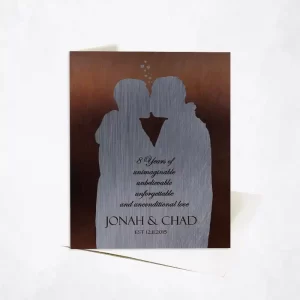 Bronze Couple Silhouette 8th Anniversary Card Gift for Couple C-1862