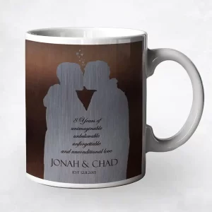 Bronze Couple Silhouette 8th Anniversary Coffee Mug Gift for Couple M-1862