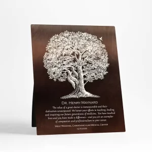 Bronze Oak Tree Retirement Desktop Plaque Gift for Doctor D-1865
