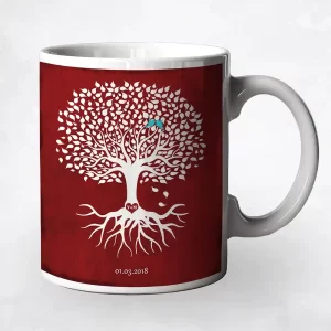 Red Tin Silhouette Tree with Roots Valentine's Day Coffee Mug Gift for Couple M-1867