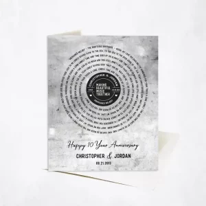 Tarnished Tin Our Song Lyrics 10th Anniversary Card Gift for Couple C-1910