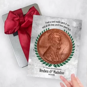 Tarnished Tin, Copper Penny Coin 7th Anniversary Gift Delivery Box Gift for Couple TOY-1912