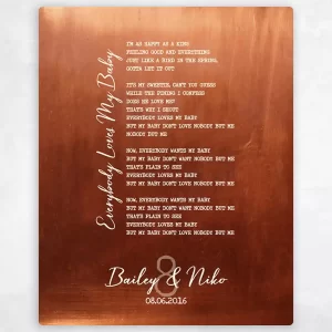 Copper Our Song Lyrics 7th Anniversary Wall Plaque Gift for Couple LTC-1921