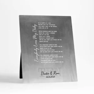 Tin Our Song Lyrics 10th Anniversary Desktop Plaque Gift for Couple D-1925