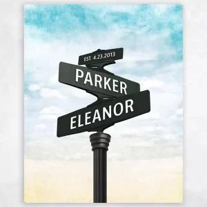 Crossroads Signpost 1st Anniversary Wall Plaque Gift for Couple LTC-1932