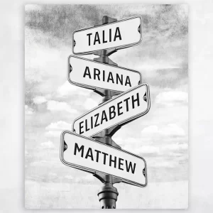 Family Signpost 4 Names 2nd Anniversary Wall Plaque Gift for Couple LTC-1938