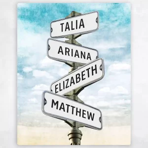 Family Signpost 4 Names 2nd Anniversary Wall Plaque Gift for Couple LTC-1939