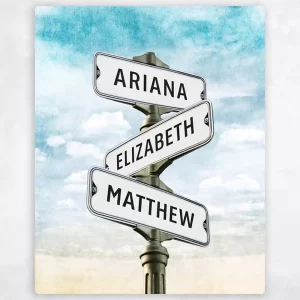 Family Signpost 3 Names 2nd Anniversary Wall Plaque Gift for Couple LTC-1940