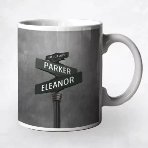 Tin Crossroads Signpost 10th Anniversary Coffee Mug Gift for Couple M-1943