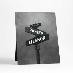 Tin Crossroads Signpost 10th Anniversary Desktop Plaque Gift for Couple D-1943