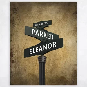 Brass Crossroads Signpost 21st Anniversary Wall Plaque Gift for Couple LTC-1945