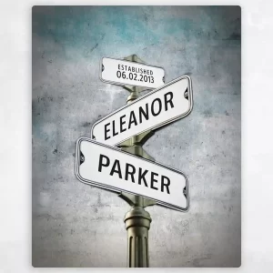 Tarnished Tin Crossroads Signpost 10th Anniversary Wall Plaque Gift for Couple LTC-1947