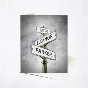 Tarnished Tin Crossroads Signpost 10th Anniversary Card Gift for Couple C-1948