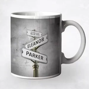 Tarnished Tin Crossroads Signpost 10th Anniversary Coffee Mug Gift for Couple M-1948