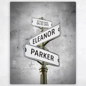 Tarnished Tin Crossroads Signpost 10th Anniversary Wall Plaque Gift for Couple LTC-1948