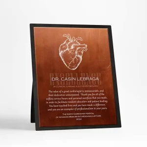 Copper Heart Organ Anatomy Cardiologist Recognition Desktop Plaque Gift for Doctor D-2102
