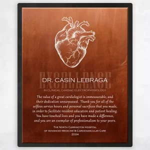 Copper Heart Organ Anatomy Cardiologist Recognition Wall Plaque Gift for Doctor LTC-2102