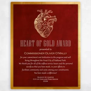 Red Tin Good Samaritan Heart Recognition Wall Plaque Gift for Volunteer LTC-2104