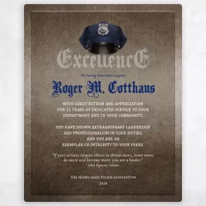 Bronze Police Uniform Hat Badge Excellence Retirement Wall Plaque Gift for Police LTC-2106