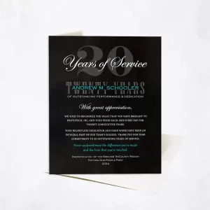 Tin 20 Years of Service Employee Appreciation Card Gift for Employee C-2109