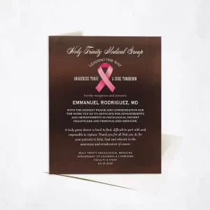 Bronze Cancer Awareness Ribbon (Any Color) Recognition Card Gift for Doctor C-2113