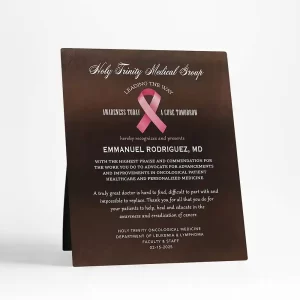 Bronze Cancer Awareness Ribbon (Any Color) Recognition Desktop Plaque Gift for Doctor D-2113