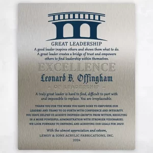 Tin Corporate Bridge of Trust Leadership Appreciation Wall Plaque Gift for Employee LTC-2114