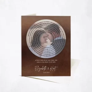 Bronze Our Song Lyrics Record Label Photo 8th Anniversary Card Gift for Couple C-2116