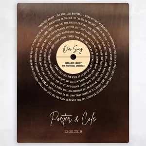 Bronze Our Song Gold Record Lable Spiral 8th Anniversary Wall Plaque Gift for Couple LTC-2119