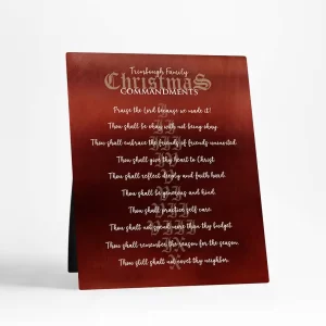 Red Tin Christmas 10 Commandments Christmas Desktop Plaque Gift for Family D-2121