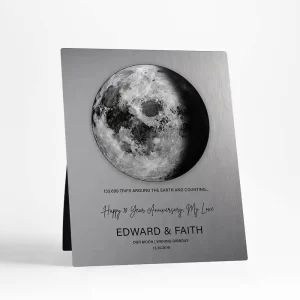 Tin Our Moon Trips Around the Earth Anniversary Desktop Plaque Gift for Couple D-2127