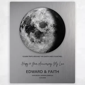 Tin Our Moon Trips Around the Earth Anniversary Wall Plaque Gift for Couple LTC-2127