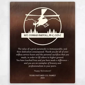 Bronze Helicopter Pilot Service Award Retirement Wall Plaque Gift for Pilot LTC-2130