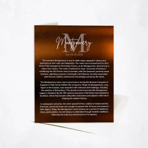 Bronze Surname Monogram and Established History Housewarming Card Gift for Family C-2135