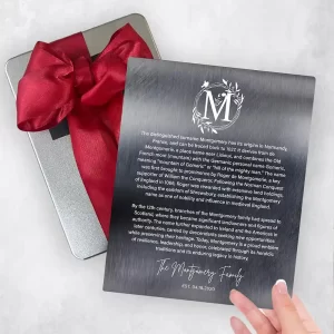 Silver Surname Monogrammed Family History Established Housewarming Gift Delivery Box Gift for Family TOY-2136