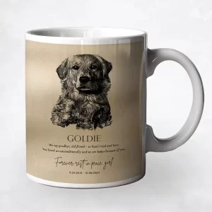 Gold Loss of Dog Memorial with Etched Photo Memorial Coffee Mug Gift for Family M-2138