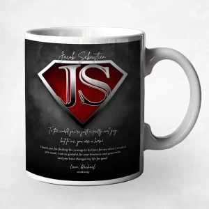 Super Hero Initials in Shield Gratitude Coffee Mug Gift for Hero M-2145