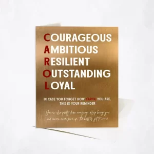 Bronze First Name Acronym Encouragement Birthday Card Gift for Family C-2163