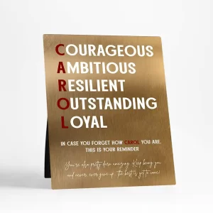 Bronze First Name Acronym Encouragement Birthday Desktop Plaque Gift for Family D-2163