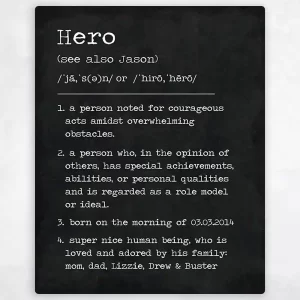 Hero Dictionary Definition Custom Name Birthday Wall Plaque Gift for Son LTC-2166
