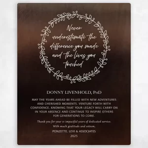 Bronze Farewell Retirement From Employer Retirement Wall Plaque Gift for Employee LTC-2168