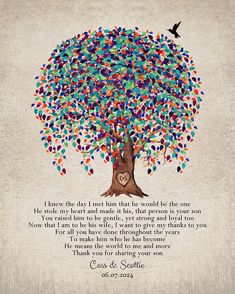 Read more about the article Mother of the Groom GIft Colorful Willow Tree – Custom Art Print for Cassandra C