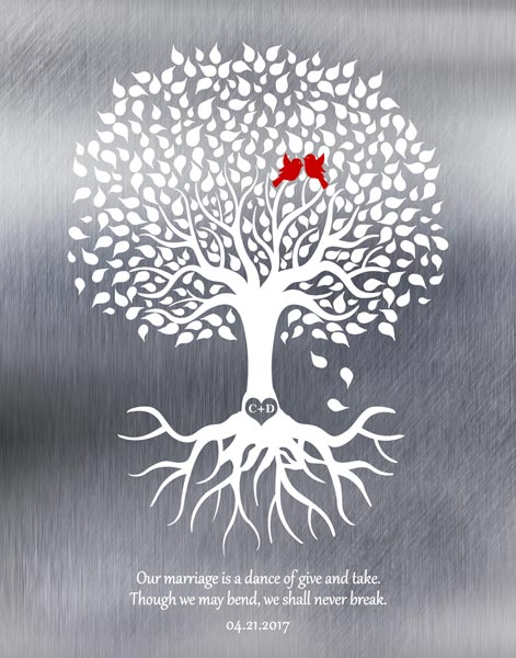 Personalized 10 year anniversary tree art print for David Vazquez