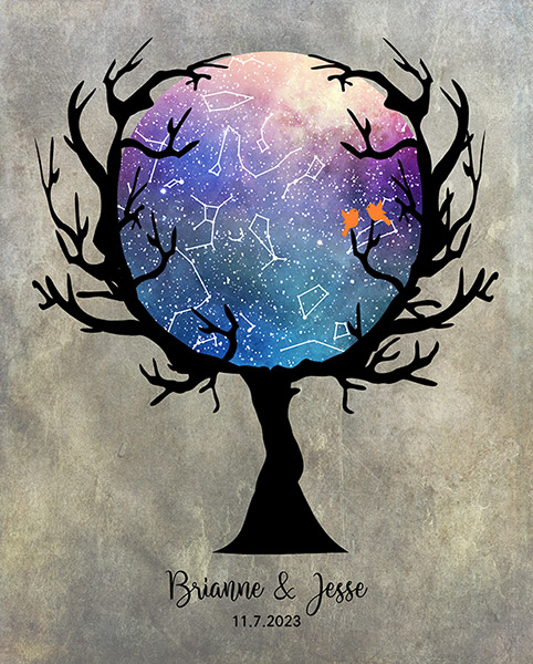 Read more about the article Celtic Gothic Star Map Anniversary Tree – Custom Art Print for Dawn M