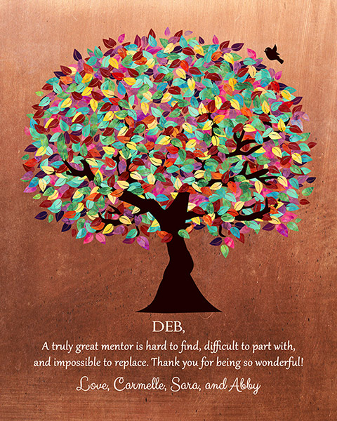 Read more about the article Retirement Gift for Mentor and Friend Spring Tree Copper – Custom Art Print for Deb E