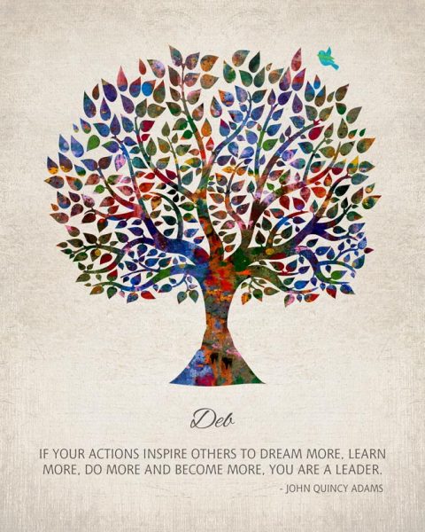 Paper Print. Watercolor Tree Gift Leadership Quote Retirement Art #1473. Personalized retirement gift for Christina L.